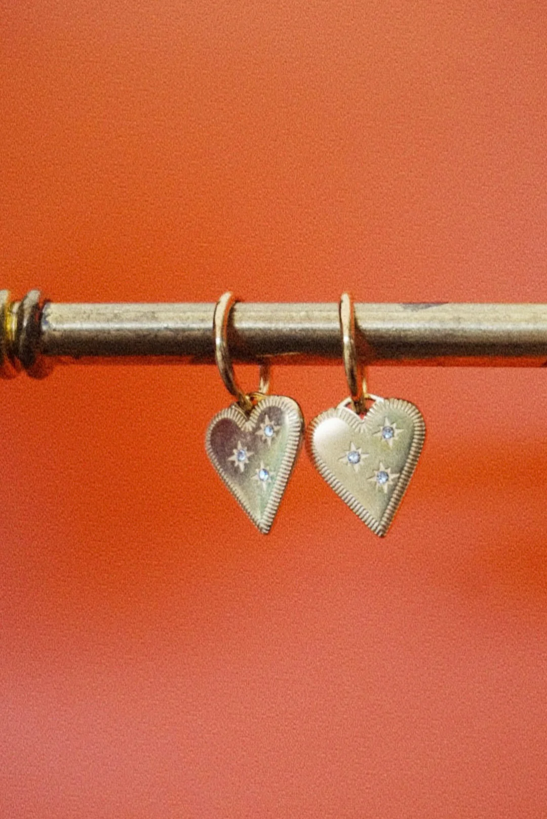 18k Gold Plated Heart Huggie Earrings - Image 2