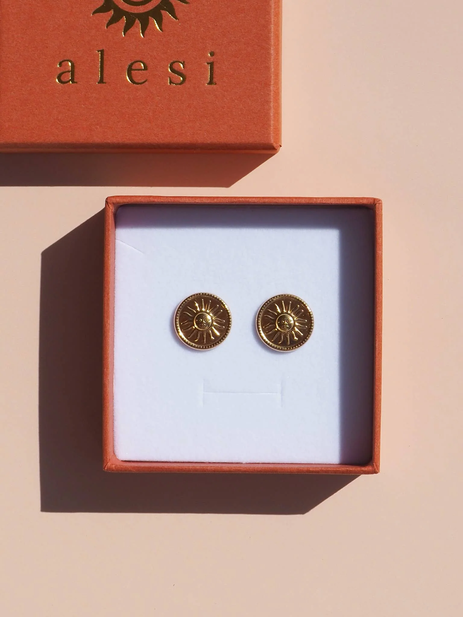 18K Gold Sun Earrings: (Gold) 18K Gold over Stainless Steel - Image 5