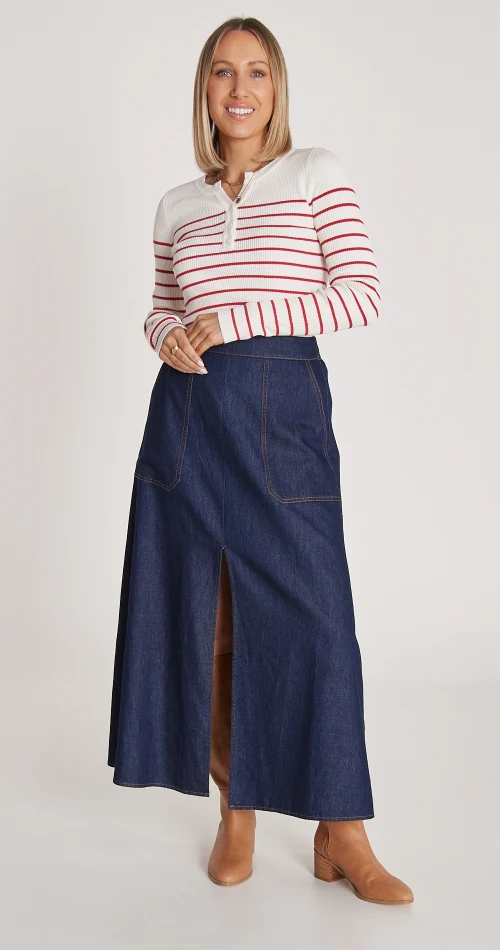 Arlo Denim Skirt - Dark Blue