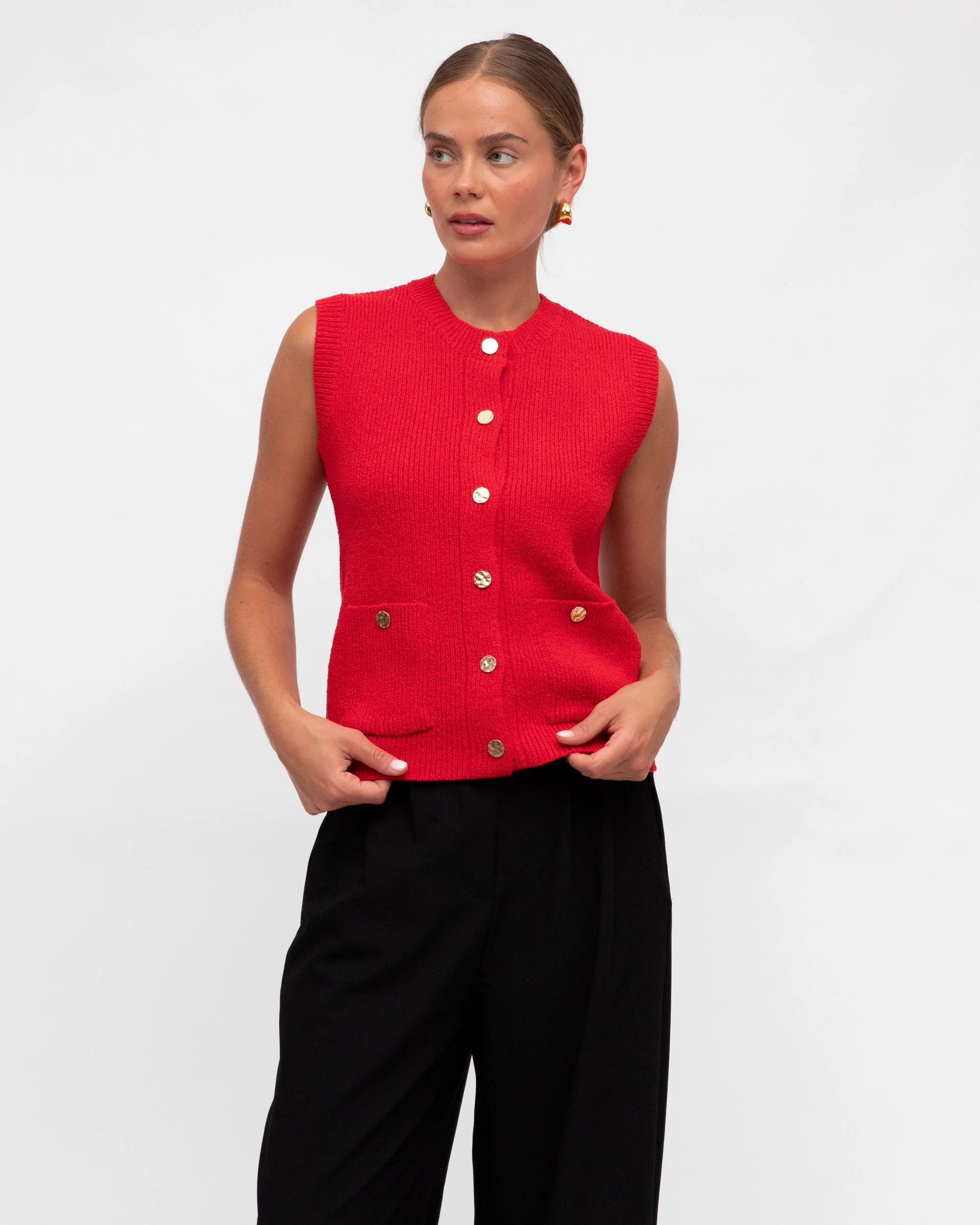 Bianca Knit Vest - Cherry - Image 4