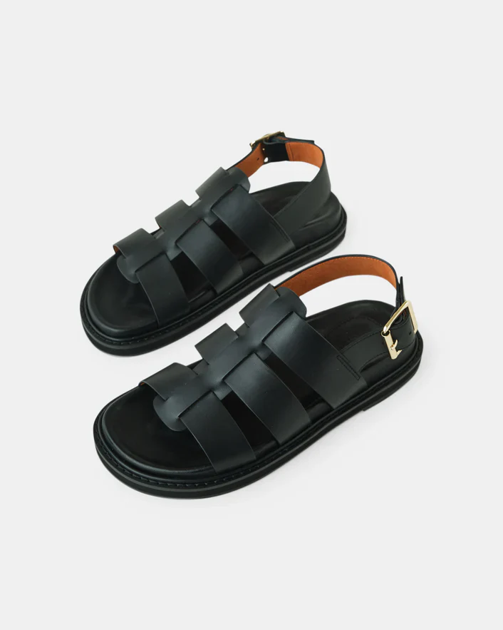 Dakota Leather Sandal - Black - Image 3