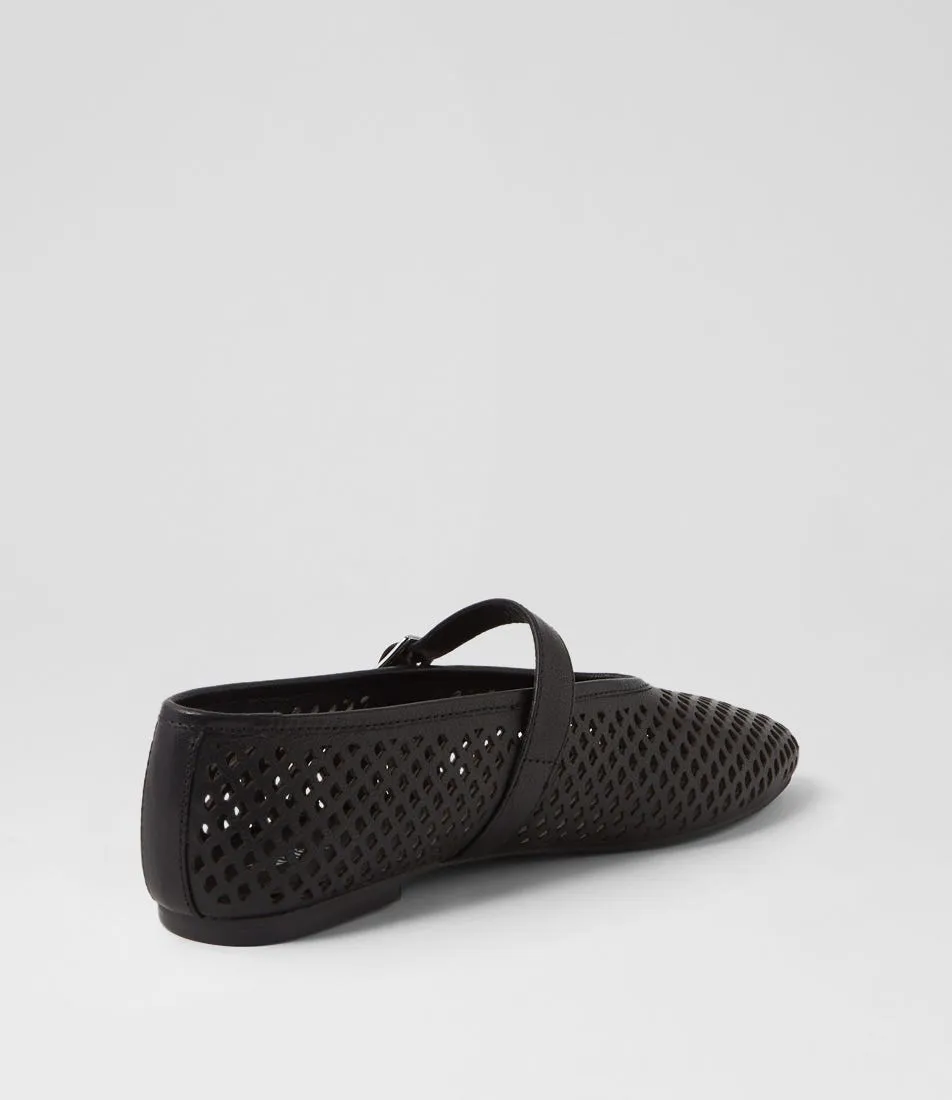 Elony Black Leather Ballet Flats - Image 3