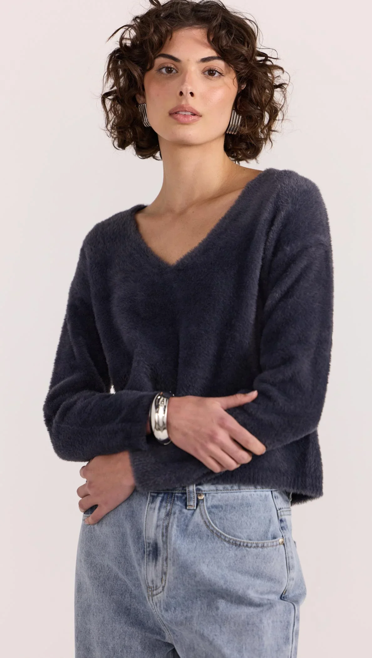 Ember Fluffy Knit Jumper - Slate - Image 4