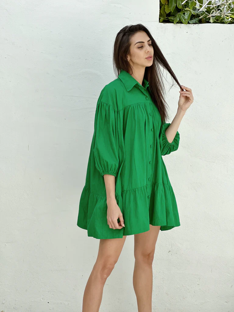 Jenna Shirt Dress -Jade - Image 3