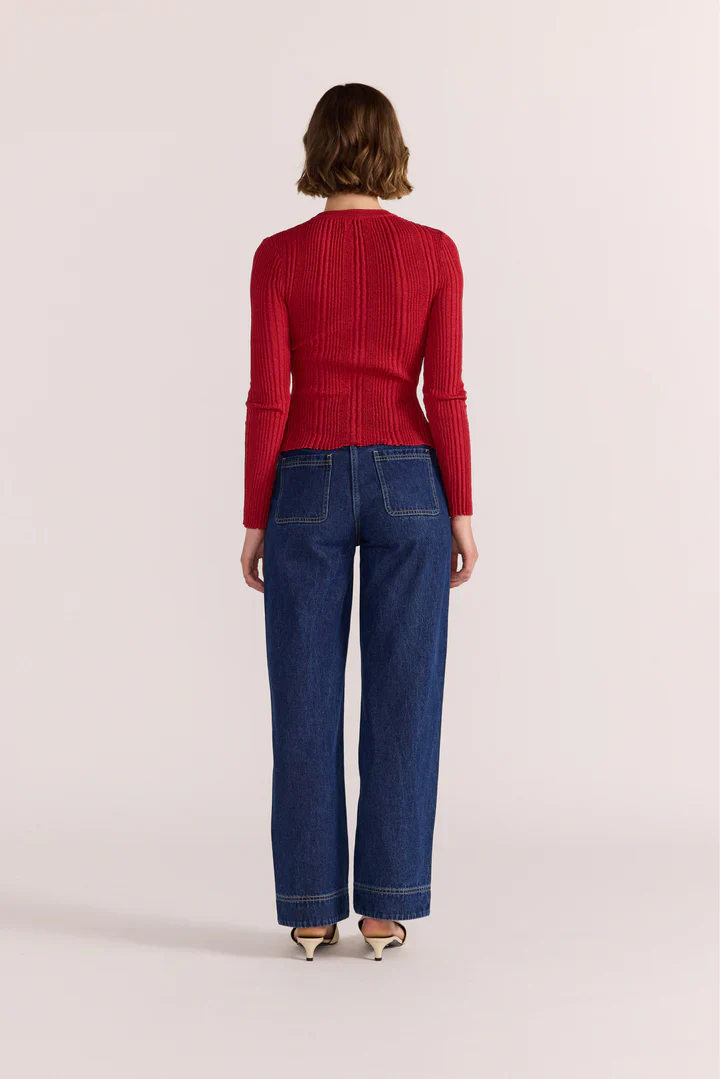 Luna Ribbed Knit Top - Red - Image 4