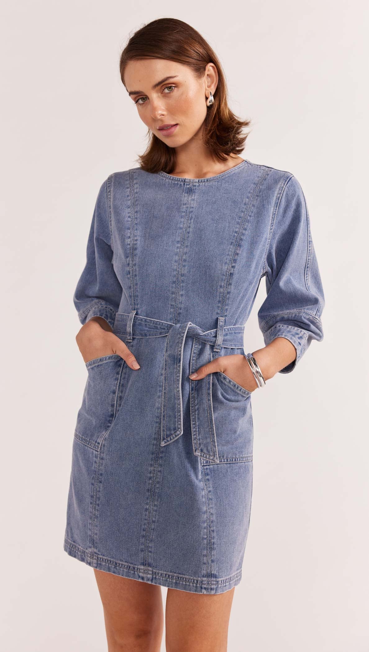 Nina Denim Mini Dress - Image 2
