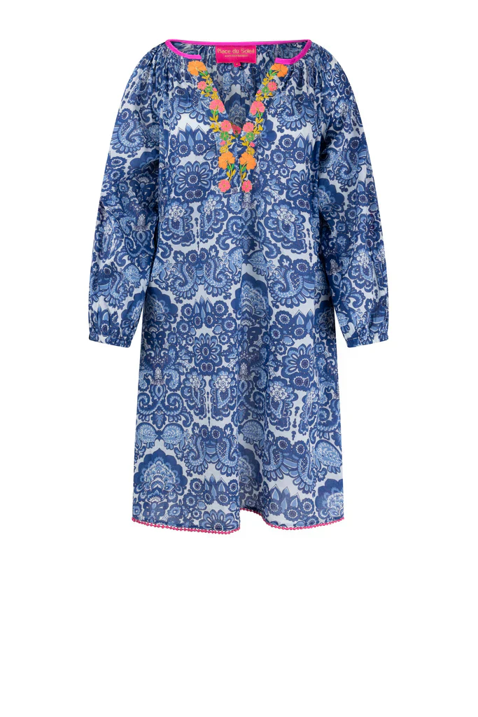 Place du Soleil - Blue Short Dress S24 438