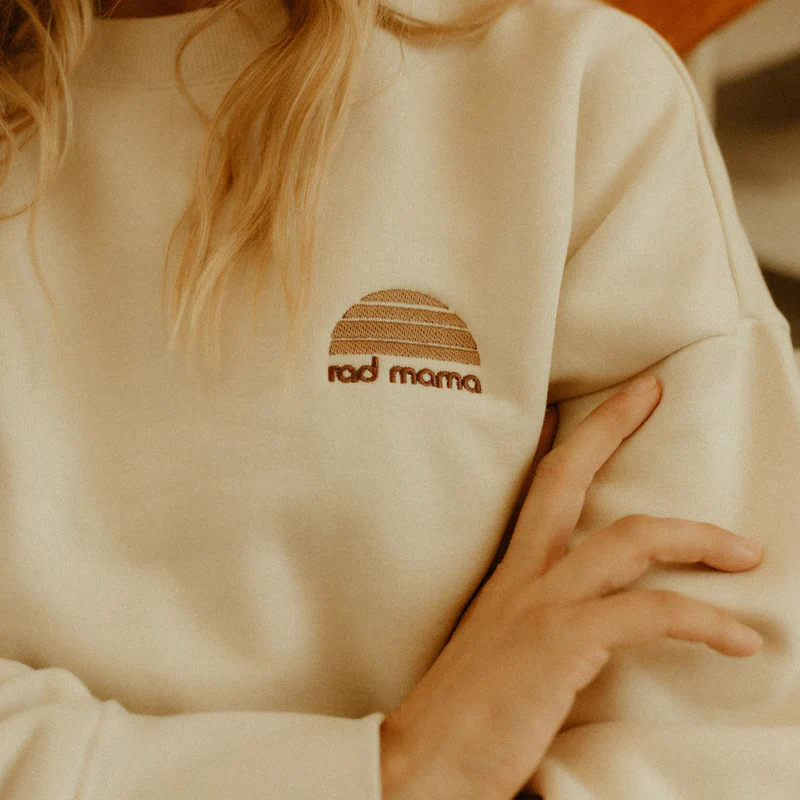 Rad Mama Heavy Fleece Crew Jumper -Ecru - Image 3