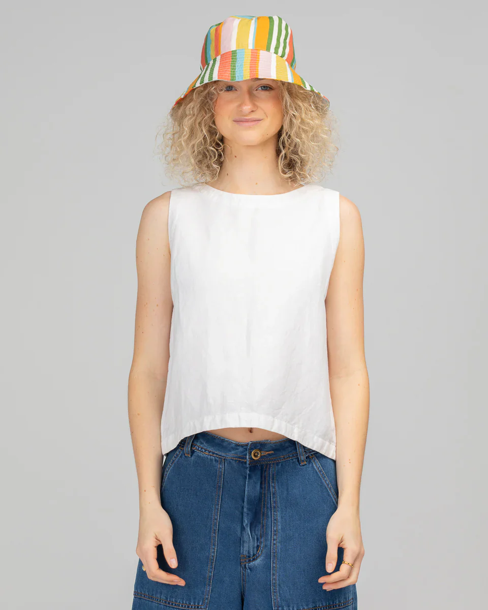 Reversible Bucket Hat - Colada/Ailana Stripe