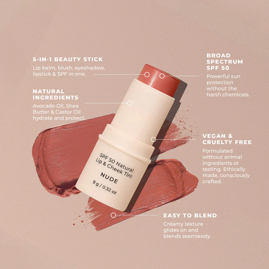 SPF 50 Natural Lip & Cheek Tint - Nude - Image 5